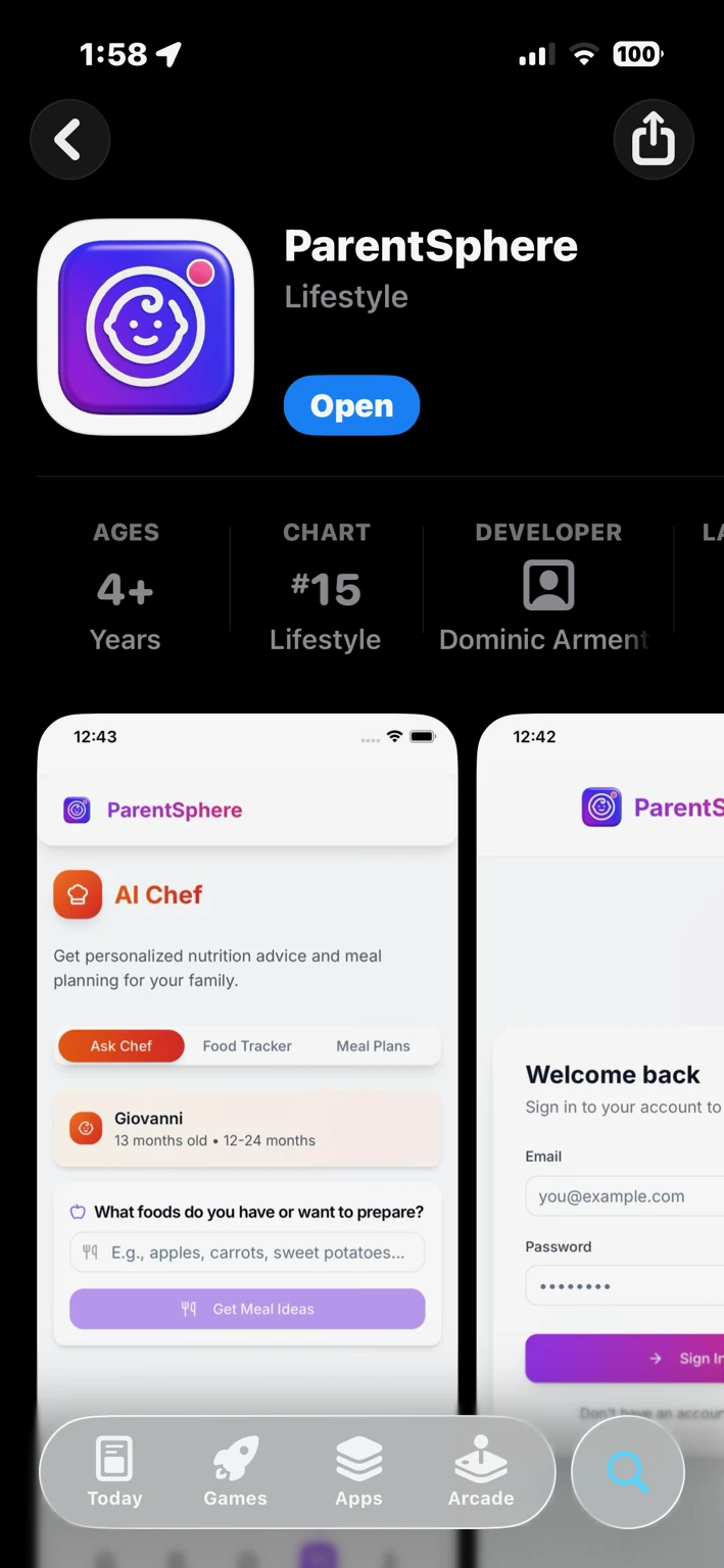 ParentSphere app screenshot
