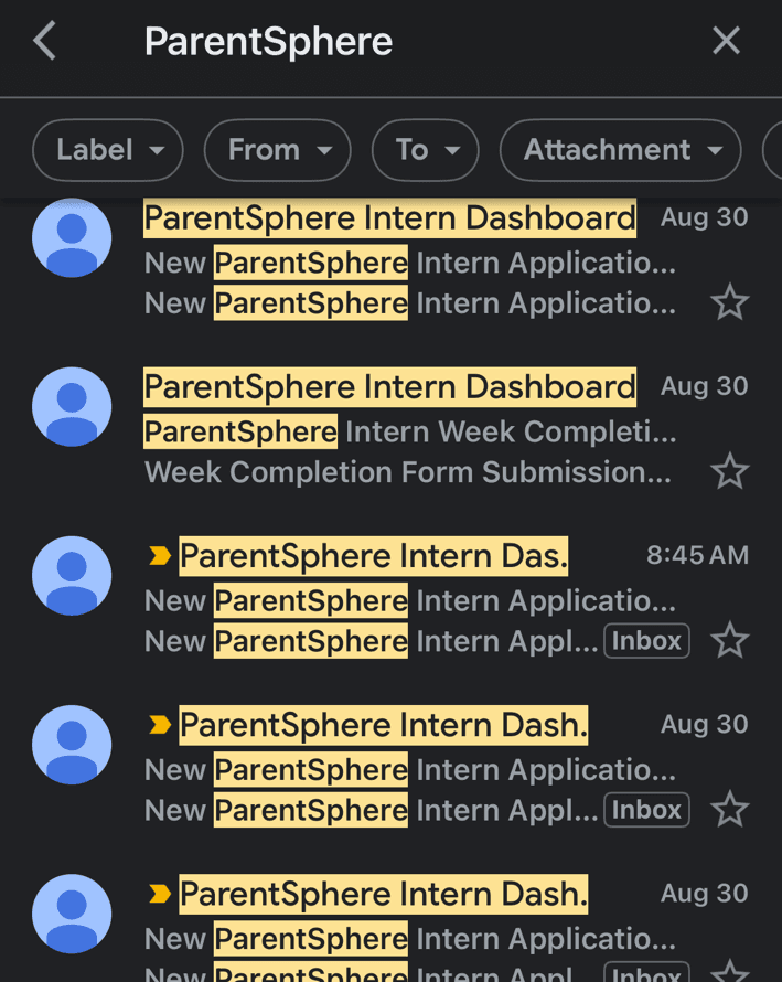Internship applications arriving from the posting I ran